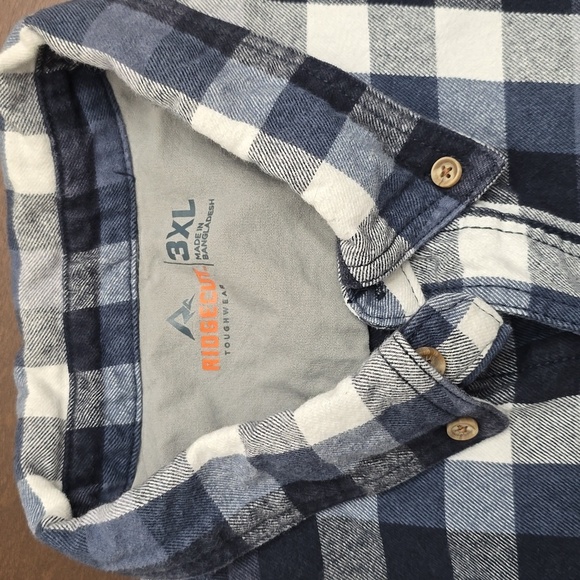 RIDGECUT TOUGHWEAR Men's Blue Plaid 3XL Shirt 100% Cotton Thick - Picture 2 of 6